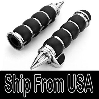 2X Spike Chrome Aluminum Billet 1 Handle Bar Hand Grip w/ Throttle Wrist Rest For Custom Classic Harley Softail Dyna Sportster Electra Glide Cruiser Motorcycle by Anzio
