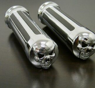 2x 1"Chrome Skull Handlebar Hand Grips for Suzuki Yamaha Kawasaki Harley Davidson Sportster Dyna Softail