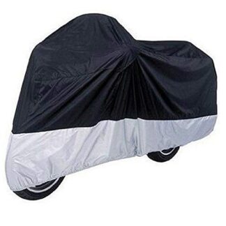 ANZIO XXXL Black Silver Waterproof Rain UV Protective Breathable 116 Inch Motorcycle Motorbike Motor Cover w/Storage Bag