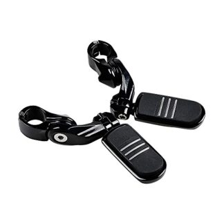Astra Depot 1.25" 32mm Black Adjustable Highway Foot Peg Footpegs Mount Bracket Compatible with Harley Motorcycle Engine Guard