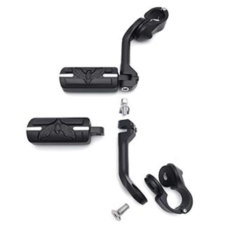 Black 5" Long Foot Peg Kit 1.25" Engine Guard For Heritage Softail Classic FLSTC