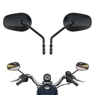 Black Sportster Mirrors, Long Stem for Road King Street Electra Glide Road Glide Dyna Softail Rearview 1982-2018 2019 2020 2021