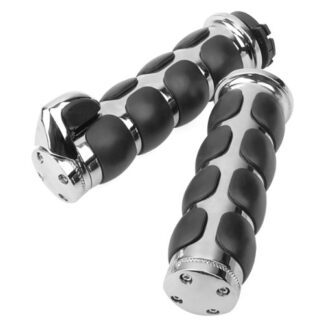 Brand New Pair Motorcycle Bike Chromed Black Handlebar End Grips For 1" Harley Davidson Yamaha Kawasaki