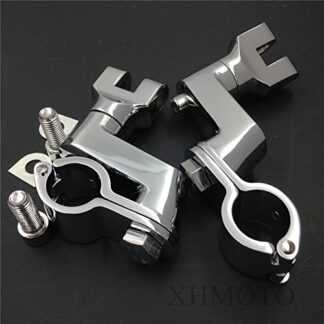 Chrome engine guards Longhorn Offset Peg Mounts 1.25" Magnum Clamp For Harley