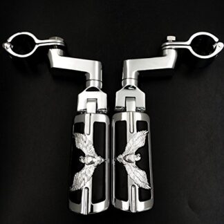 Eagle Hawk Shape 1.5" 1 1/2"Highway Radical Stiletto 4475 Foot Pegs Clamps For Harley Sportster Touring Chrome Body Black Rubber