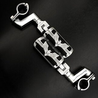 Eagle Hawk Shape Front Rider 1.5" 1 1/2" Stiletto 4475 Foot Peg Clamps For Shadow ACE Magna Valkyrie Chrome Body Black Rubber