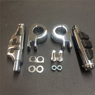 Front 1 1/2" Highway Stiletto 4475 Foot Pegs P-Clamps For GoldWing GL Chrome Body Black Rubber