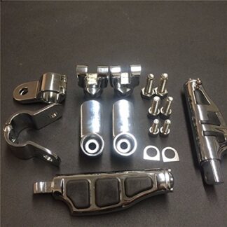 Front 1 1/4" Highway Radical Stiletto 4475 Foot Pegs Clamps For GoldWing GL Chrome Body Black Rubber