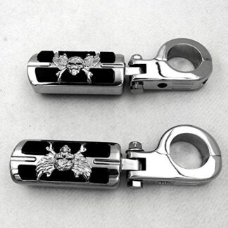 Front Rider 1.5" 1 1/2 " Stiletto 4475 Foot Peg Clamps For Honda Shadow ACE Magna Valkyrie Chrome Body Black Rubber