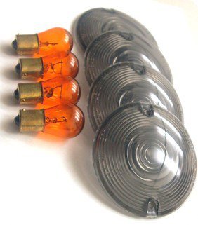 HARLEY MOTORCYCLE TURN SIGNAL SMOKE SMOKED LENS LENSES KIT ELECTRA TOURING FLAT PANCAKE STYLE