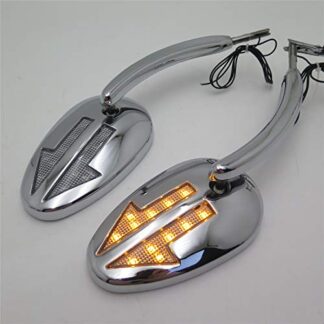 HK- Chrome Integrated Arrows LED Turn Signals Side Mirrors Compatible with Fits 1997-Later Harley Model(excepte VRSCF,XG,XL1200X,FXCWC,2014-Later Touring) Fits2014-later Road King Models [B01BI81RF4]