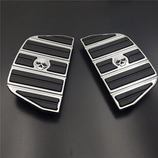 HK- Chrome Skull Zombie Passenger Footboard Insert Kit Traditional Shape Compatible with TOURING FLHT FLT FLTR FLHR FLHS SOFTAIL FLSTC FLSTN FLSTF FLSTS DYNA FLD MODELS WITH D STYLE FOOTBOARDS