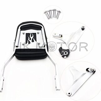 HK- Detachable Backrest Sissy Bar Chrome Flame For 84-99 Harley Softail FXSTC FLSTC