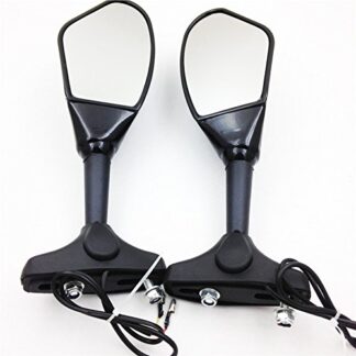 HK- Gloss Black Integrated Led Turn Signal Side Mirrors Compatible with Suzuki GSXR 600/750 GSXR 1000 1100 Hayabusa GSF 600S 1200 1200S BANDIT SV650S SV1000S Katana 600 750 TL1000R RF900R RF600R