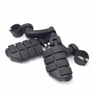 HK Group Motorcycle Black Adjustable Dually Highway P-Clamps Large Footpeg Footrest For Harley Davidson Sportster 883 1200 Street Bob Softail CVO Equipped 1 inch (1") 25mm Front Engine Guard