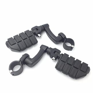 HK Group Motorcycle Black Adjustable Dually Highway P-Clamps Large Footpeg Footrest For V-STAR Roadstar Suzuki Boulevard Equipped with 1 inch (1") 25mm Front Engine Guard Frame Tube