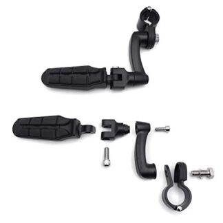 HK Group Motorcycle Black Adjustable Highway Peg Mounting Kit with Footpeg Foot rest For Harley Davidson Sportster 883 1200 Street Bob Softail CVO Equipped 1-1/4 inch (1.25") Front Engine Guard