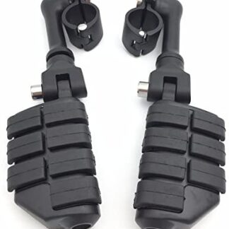 HK Group Motorcycle Black Long Angled Adjustable P-Clamps Large Footpeg Footrest For Yamaha V-STAR Roadstar Suzuki Boulevard Equipped with 1 inch (1") 25mm Front Engine Guard Frame Tube