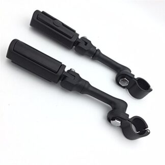 HK Group Motorcycle Black Long Angled Adjustable Peg Mounting Kit Skull Zombie Footrest For Yamaha V-STAR Roadstar Suzuki Boulevard with 1 inch (1") 25mm Front Engine Guard Frame Tube