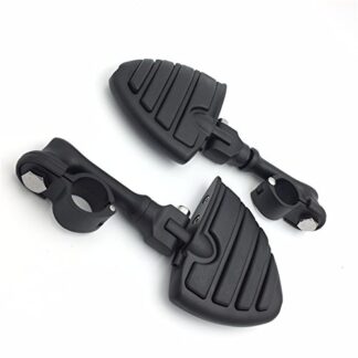 HK Group Motorcycle Black Long Angled Adjustable Peg Mounting Kit U Shape Footrest Foot Pegs For Yamaha V-STAR Roadstar Suzuki Boulevard with 1 inch (1") 25mm Front Engine Guard Frame Tube