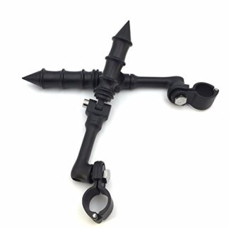 HK Group Motorcycle Black Long Angled Peg Mounting Kit with Bamboo Style Foot Peg For Bike with 1-1/2 inch (1.5") Front Engine Guard Frame Tube Iron 883 Electra Glide Ultra Road King FLHR