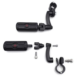 HK Group Motorcycle Black Peg Mounting Kit Skull Zombie Foot Peg For Bike Equipped with 1-1/4 inch (1.25") Front Engine Guard Frame Tube Iron 883 XL883N Electra Glide Ultra Road King FLHR