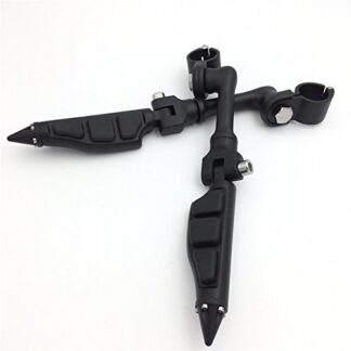 HK Group Motorcycle Black Peg Mounting Kit with Stiletto Shape Foot Peg Footrest For Bike with (1") 25mm Front Engine Guard Frame Tube Iron 883 XL883N Electra Glide Ultra Road King