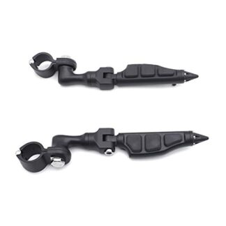 HK Group Motorcycle Black Short Adjustable Peg Mounting Kit Stiletto Shape Foot Peg Footrest For Harley Sportster 883 1200 Street Bob Softail CVO Equipped 1-1/4 inch (1.25") Front Engine Guard