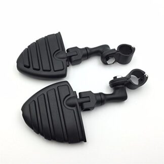 HK Group Motorcycle Black Short Angled Adjustable Peg Mounting Kit U Shape Footrest Foot Pegs For Yamaha V-STAR Roadstar Suzuki Boulevard with 1-1/2 inch (1.5") Front Engine Guard Frame Tube