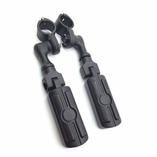 HK Group Motorcycle Black Short Angled Peg Mounting Kit Skull Foot Peg For Bike with 1-1/2 inch (1.5") Front Engine Guard Frame Tube Iron 883 XL883N Electra Glide Ultra Road King FLHR