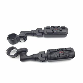 HK Group Motorcycle Black Short Angled Peg Mounting Kit with Wing Zombie Foot Peg For Bike with 1-1/2 inch (1.5") Front Engine Guard Frame Tube Iron 883 Electra Glide Ultra Road King FLHR