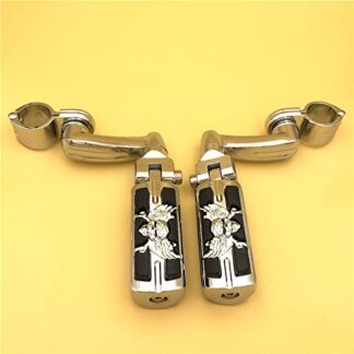 HK Group Motorcycle Chrome 360 Adjustable Peg Mounting Kit Wing Zombie Foot Peg For GoldWing VTX1300 Shadow Valkyrie Triumph Equipped with 1 inch (1") 25mm Front Engine Guard Frame Tube