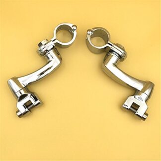 HK Group Motorcycle Chrome 360 Degree Adjustable Highway Peg Mounting Kit For any Bike Equipped with 1-1/2 inch (1.5") Front Engine Guard Frame Tube Sportster 883 1200 Street Bob Softail CVO