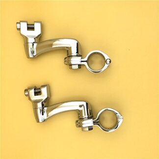 HK Group Motorcycle Chrome 360 Degree Adjustable Highway Peg Mounting Kit For any Bike Equipped with 1-1/2 inch (1.5") Front Engine Guard Frame Tube Yamaha V-STAR Roadstar Suzuki Boulevard