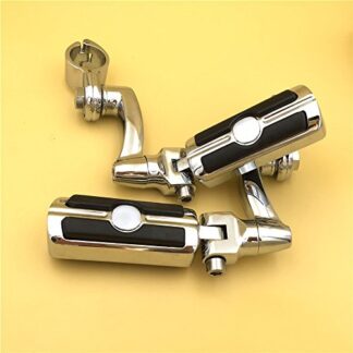HK Group Motorcycle Chrome Adjustable Highway Peg Mounting Kit Skull Zombie Footrest For Yamaha V-STAR Roadstar Suzuki Boulevard Equipped with 1-1/2 inch (1.5") Front Engine Guard Frame Tube