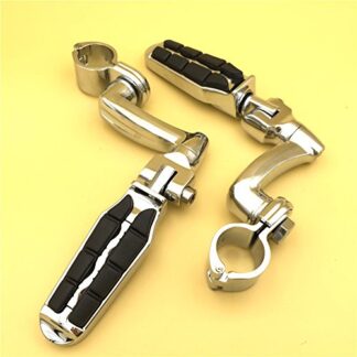 HK Group Motorcycle Chrome Adjustable Highway Peg Mounting Kit with Footpeg Foot rest For Yamaha V-STAR Roadstar Suzuki Boulevard Equipped with 1 inch (1") 25mm Front Engine Guard Frame Tube