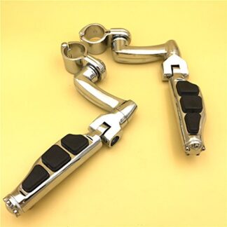 HK Group Motorcycle Chrome Adjustable Peg Mounting Kit Flat End Foot Peg Footrest For Harley Davidson Sportster 883 1200 Street Bob Softail CVO Equipped 1 inch (1") 25mm Front Engine Guard