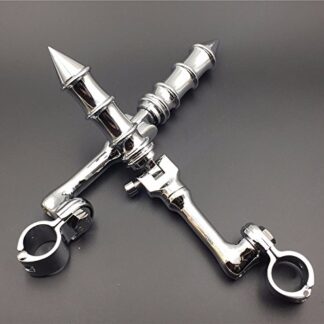 HK Group Motorcycle Chrome Peg Mounting Kit with Bamboo Style Foot Peg For Bike Equipped with 1 inch (1") 25mm Front Engine Guard Frame Tube Iron 883 XL883N Electra Glide Ultra Road King FLHR