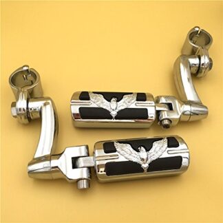 HK Group Motorcycle Chrome Peg Mounting Kit with Eagle Hawk Foot Peg For Bike Equipped with 1 inch (1") 25mm Front Engine Guard Frame Tube Iron 883 XL883N Electra Glide Ultra Road King FLHR