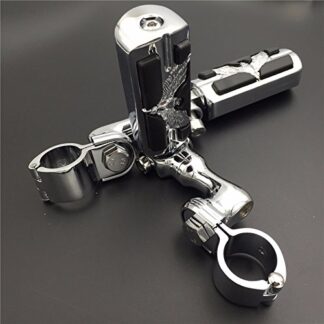 HK Group Motorcycle Chrome Peg Mounting Kit with Eagle Hawk Foot Peg For Bike with 1-1/2 inch (1.5") Front Engine Guard Frame Tube Iron 883 XL883N Electra Glide Ultra Road King FLHR