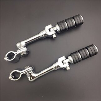 HK Group Motorcycle Chrome Regular Footrest Foot Pegs with 1-1/2" 1.5" Long Angled Clamps For Harley Sportster 883 XL 1200/Triumph Rocket 3 /Kawasaki Vulcan VN400 VN900 VN1500 VN2000