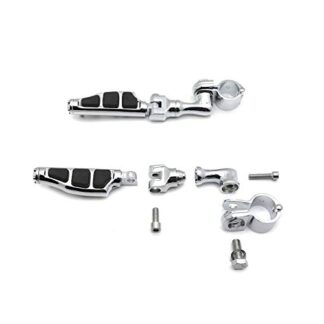 HK Group Motorcycle Chrome Short Angled Adjustable Peg Mounting Kit Flat End Foot Peg Footrest For Harley Davidson Sportster 883 1200 Street Bob Softail CVO 1-1/4 inch (1.25") Front Engine Guard