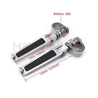 HK MOTO- 1 1/4" Chrome Rubber Inlay Footpegs For Harley Bad Boy Fxstsb Fxs Dyna Dyna Wide Glide EFI FXDWGI