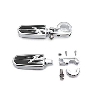 HK MOTO- 1 1/4" Highway Flame Foot Pegs P Clamps For Harley Sportster 883 1340 XL1200
