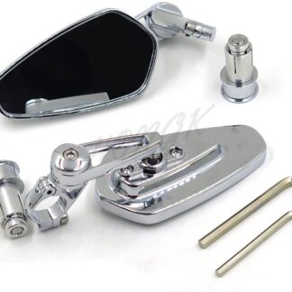 HK MOTO- 7/8" 22mm Universal Motorcycle CNC Aluminum Arrow Bar End Side Black Mirrors