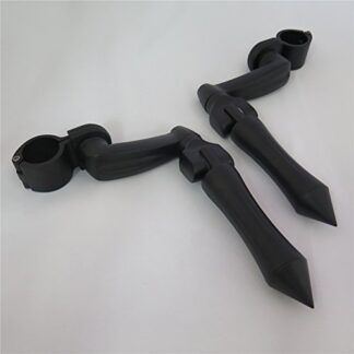 HK MOTO- Black 360 Adjustable Peg Mounting Kit Stick Footpeg For GoldWing VTX1300 Shadow Valkyrie Triumph Equipped w/ 1 inch (1") 25mm Front Engine Guard Frame Tube