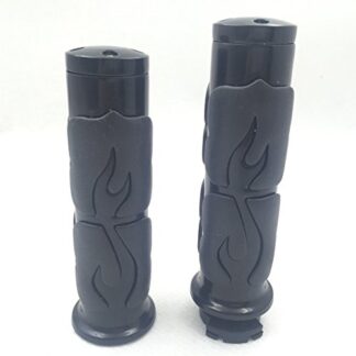 HK MOTO Black Comfort Flame Rubber Hand Grips 1" 25mm Grips Fit Choppers/H-D/Suzuki/Kawasaki/Yamaha/with 1" Throttle Grips Bar Ends Kawasaki Nomad 1500 Fi Yamaha Road Star