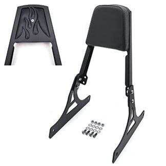 HK MOTO Black Flame Backrest Sissy Bar Pad For Harley Davidson Softail Flstc Flstf Flstn Flsts FLSTSC FXST FXSTB FXSTS FXSTSB