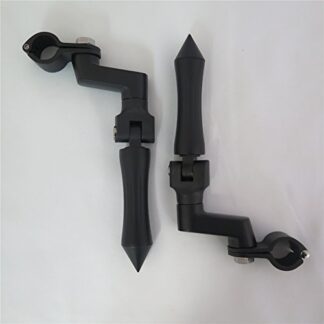 HK MOTO- Black Footpeg Footrest w/Mounting Kit Clamps Fits Front Engine Guards with 1"(25mm) Diameter Tubing For GoldWing VTX1300 Shadow Valkyrie Triumph