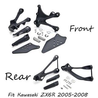 HK MOTO- Black Front and Rear Passenger Foot Peg Bracket Fit For Kawasaki Zx6R 2005-2008